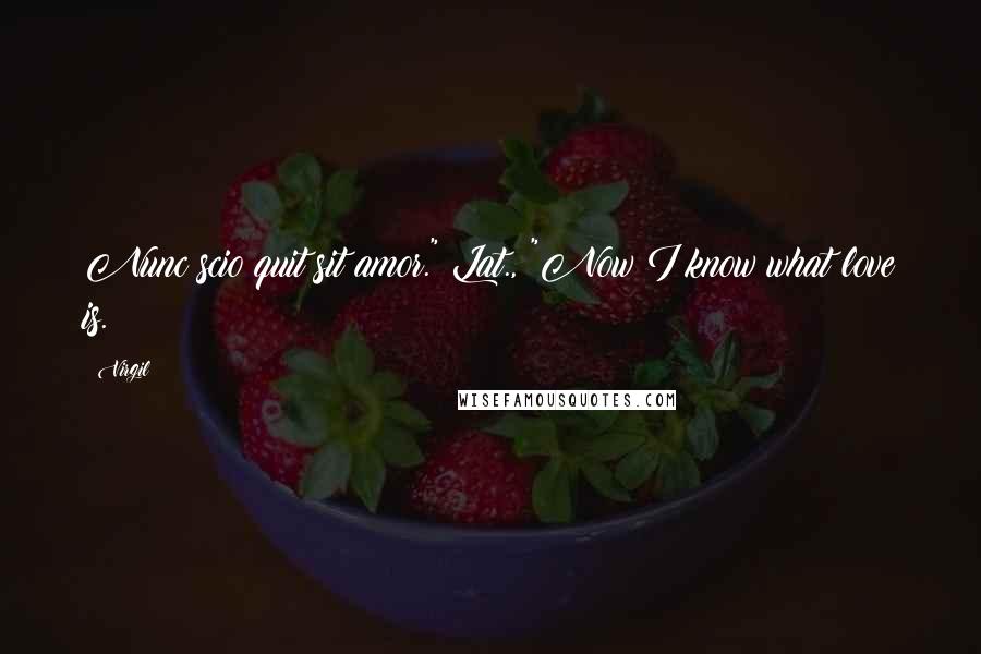 Virgil Quotes: Nunc scio quit sit amor." Lat., "Now I know what love is.
