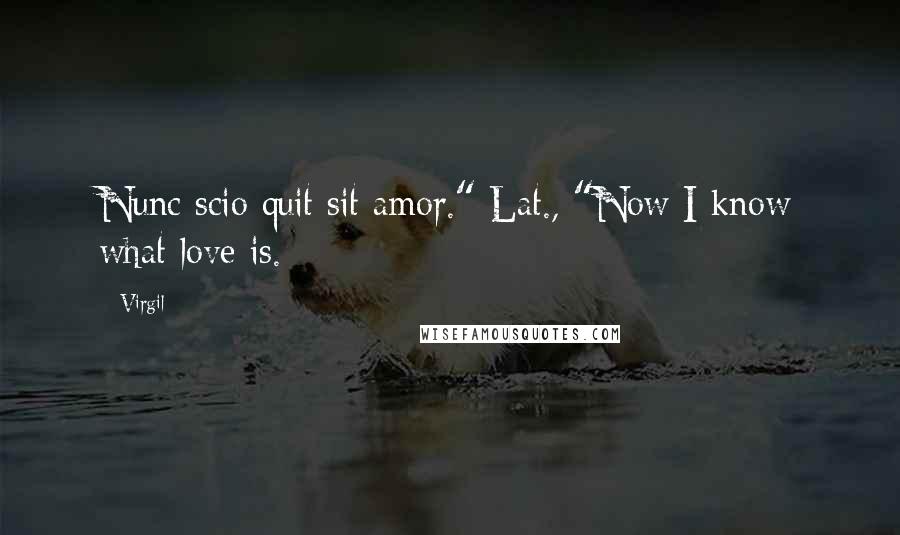 Virgil Quotes: Nunc scio quit sit amor." Lat., "Now I know what love is.