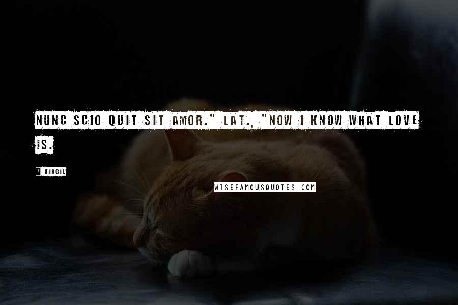 Virgil Quotes: Nunc scio quit sit amor." Lat., "Now I know what love is.