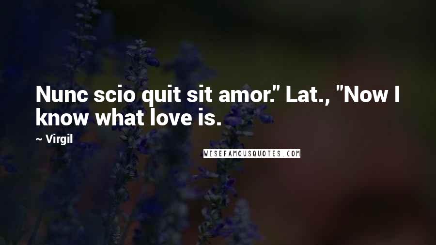 Virgil Quotes: Nunc scio quit sit amor." Lat., "Now I know what love is.