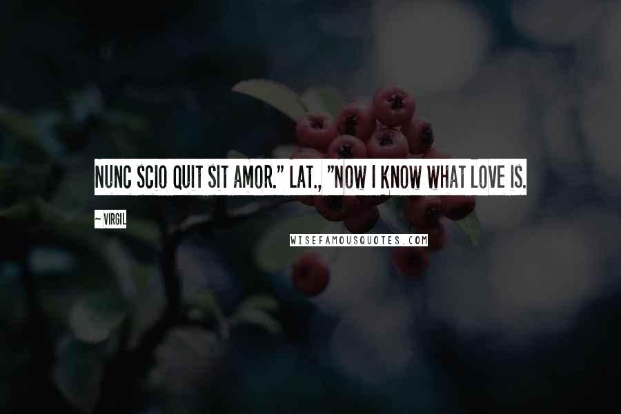 Virgil Quotes: Nunc scio quit sit amor." Lat., "Now I know what love is.