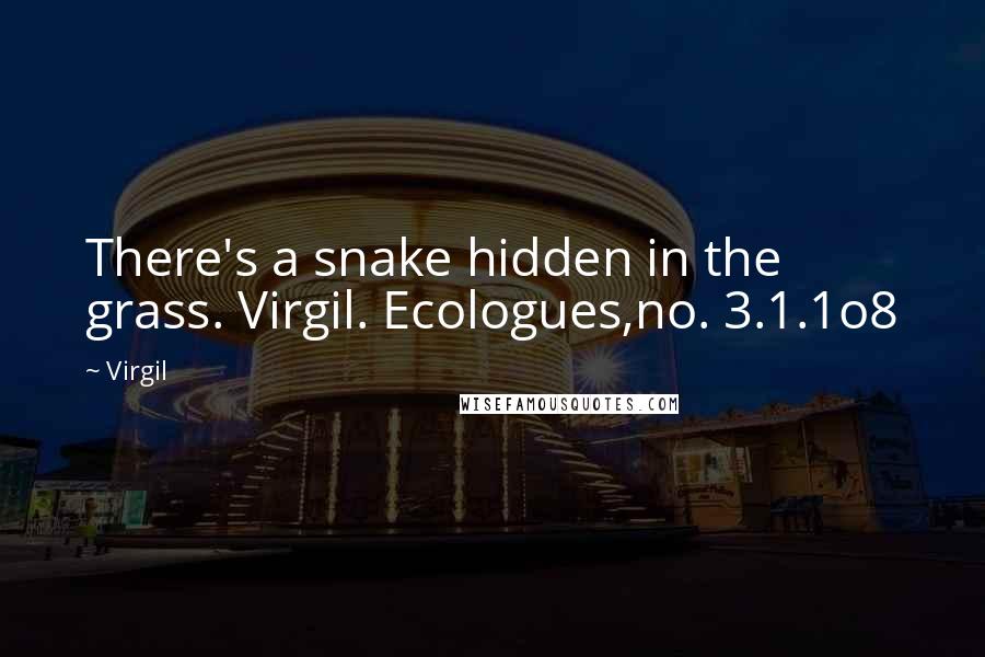 Virgil Quotes: There's a snake hidden in the grass. Virgil. Ecologues,no. 3.1.1o8