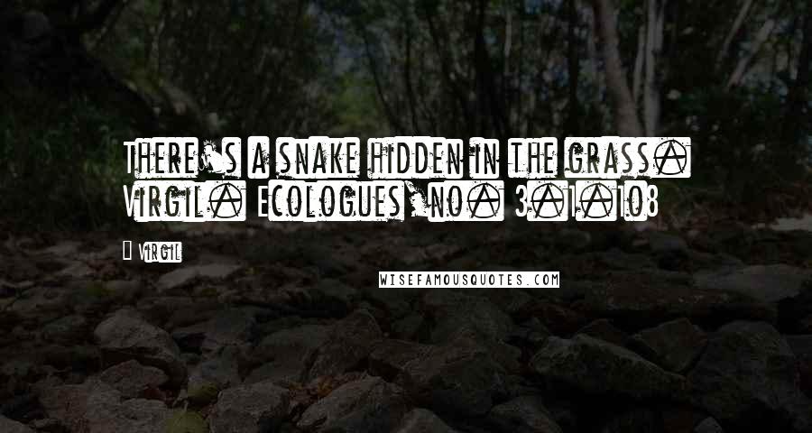 Virgil Quotes: There's a snake hidden in the grass. Virgil. Ecologues,no. 3.1.1o8