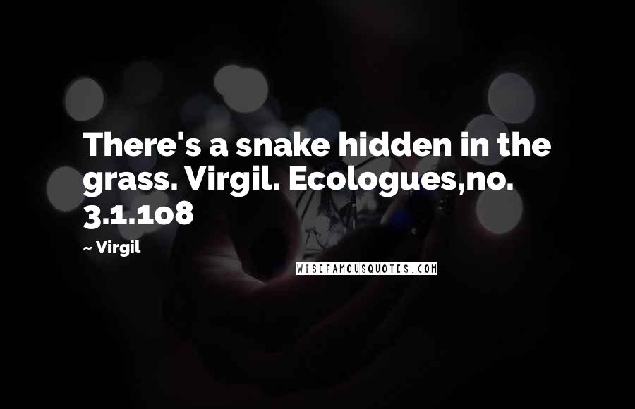 Virgil Quotes: There's a snake hidden in the grass. Virgil. Ecologues,no. 3.1.1o8