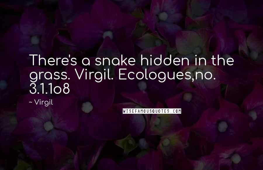 Virgil Quotes: There's a snake hidden in the grass. Virgil. Ecologues,no. 3.1.1o8