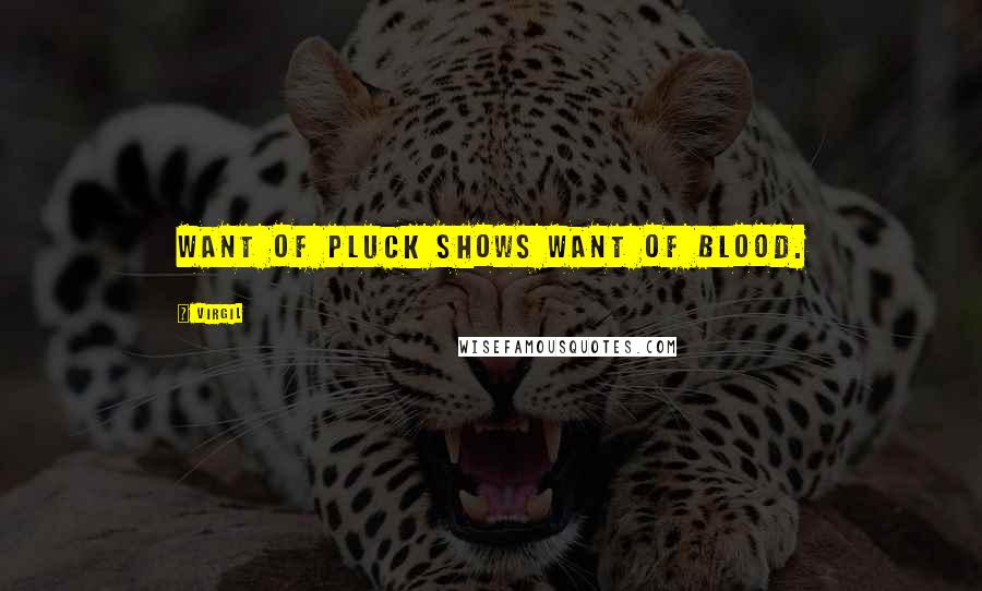 Virgil Quotes: Want of pluck shows want of blood.