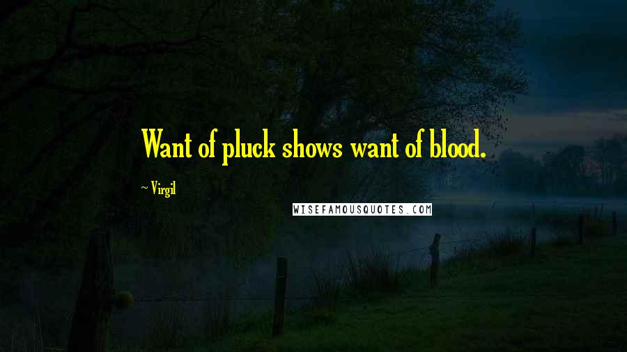 Virgil Quotes: Want of pluck shows want of blood.