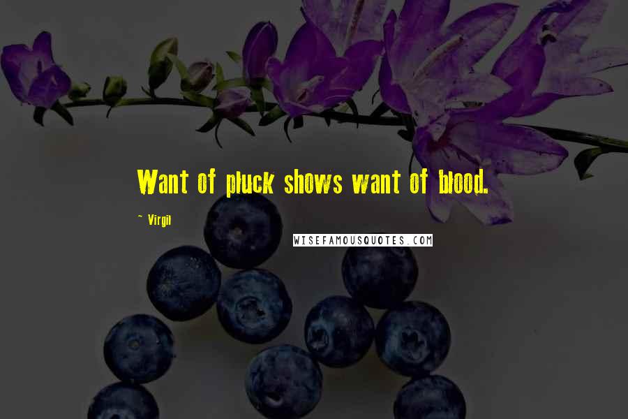 Virgil Quotes: Want of pluck shows want of blood.