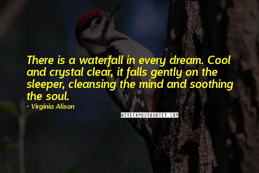 Virginia Alison Quotes: There is a waterfall in every dream. Cool and crystal clear, it falls gently on the sleeper, cleansing the mind and soothing the soul.