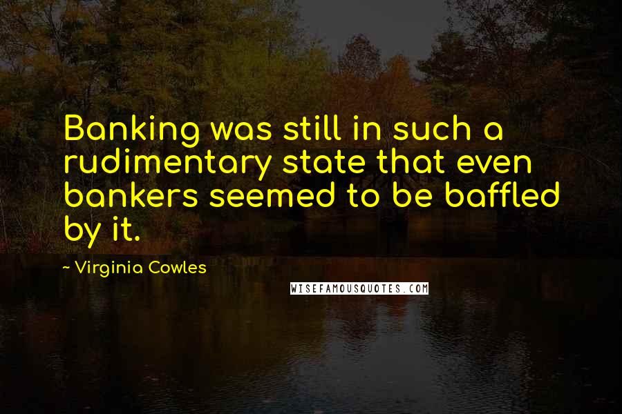 Virginia Cowles Quotes: Banking was still in such a rudimentary state that even bankers seemed to be baffled by it.