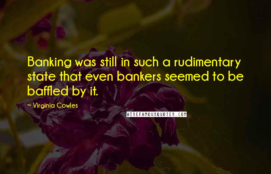 Virginia Cowles Quotes: Banking was still in such a rudimentary state that even bankers seemed to be baffled by it.