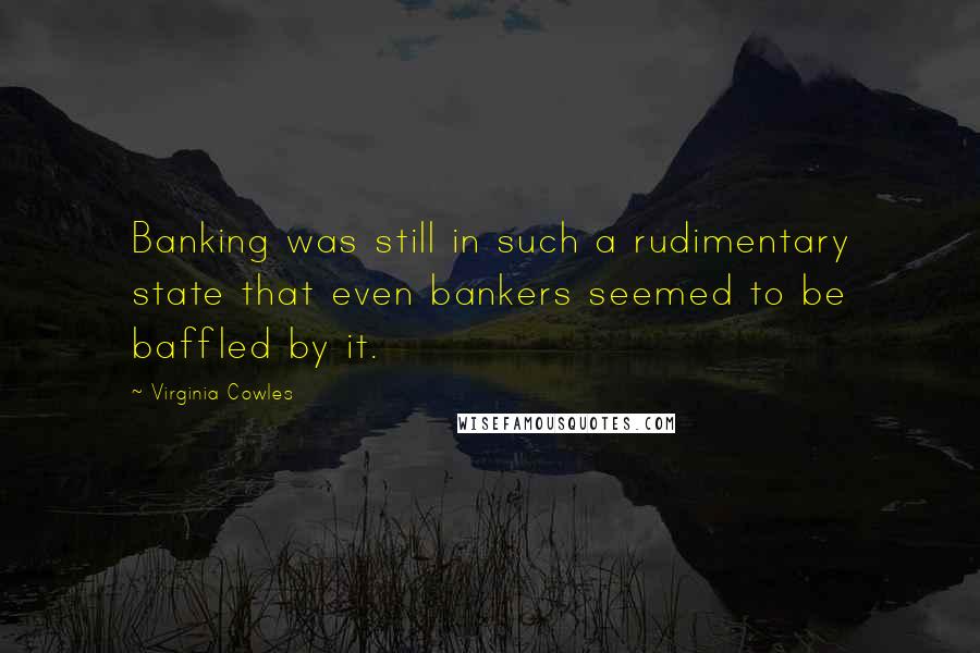 Virginia Cowles Quotes: Banking was still in such a rudimentary state that even bankers seemed to be baffled by it.