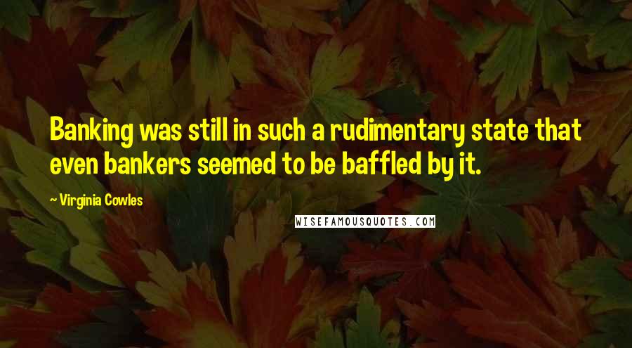Virginia Cowles Quotes: Banking was still in such a rudimentary state that even bankers seemed to be baffled by it.