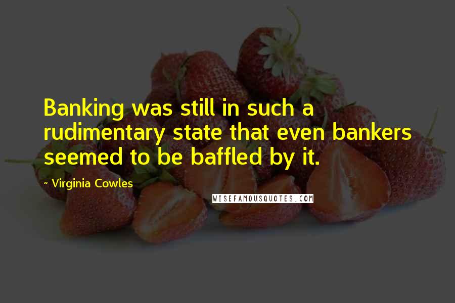 Virginia Cowles Quotes: Banking was still in such a rudimentary state that even bankers seemed to be baffled by it.