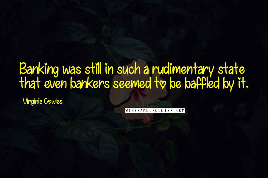 Virginia Cowles Quotes: Banking was still in such a rudimentary state that even bankers seemed to be baffled by it.