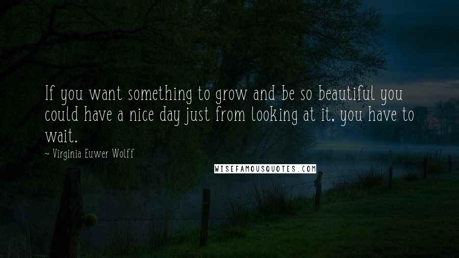 Virginia Euwer Wolff Quotes: If you want something to grow and be so beautiful you could have a nice day just from looking at it, you have to wait.