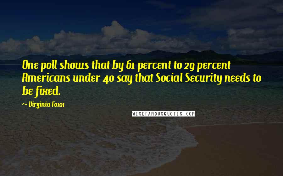 Virginia Foxx Quotes: One poll shows that by 61 percent to 29 percent Americans under 40 say that Social Security needs to be fixed.