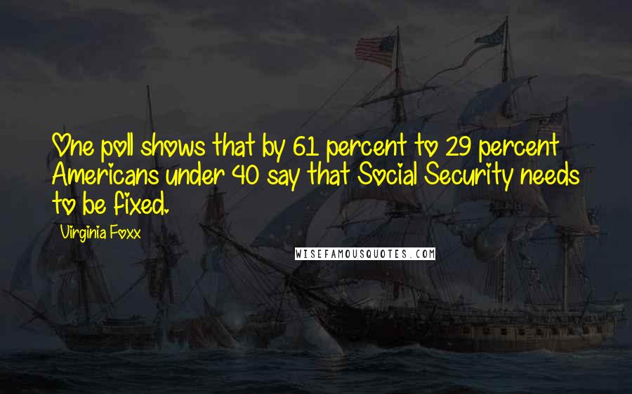 Virginia Foxx Quotes: One poll shows that by 61 percent to 29 percent Americans under 40 say that Social Security needs to be fixed.