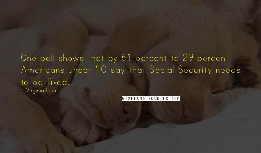 Virginia Foxx Quotes: One poll shows that by 61 percent to 29 percent Americans under 40 say that Social Security needs to be fixed.