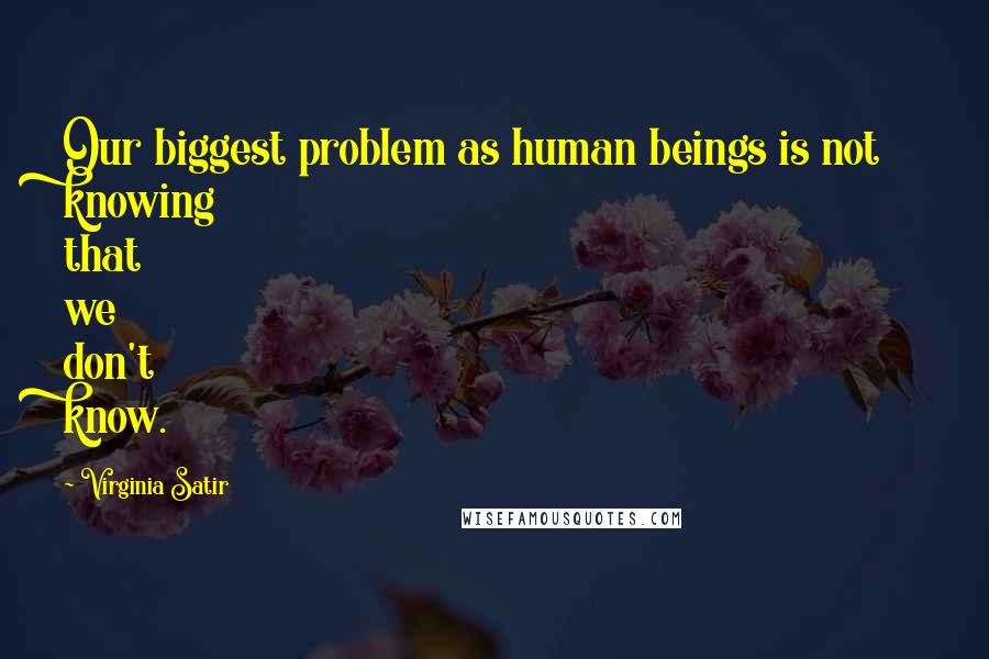 Virginia Satir Quotes: Our biggest problem as human beings is not knowing that we don't know.