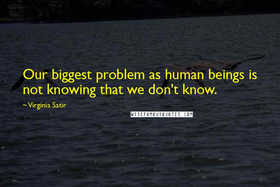 Virginia Satir Quotes: Our biggest problem as human beings is not knowing that we don't know.