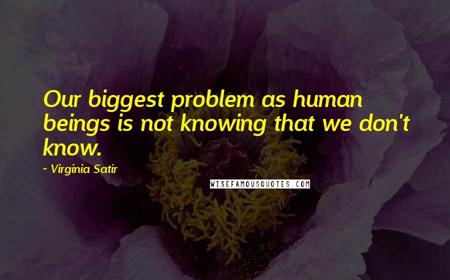 Virginia Satir Quotes: Our biggest problem as human beings is not knowing that we don't know.