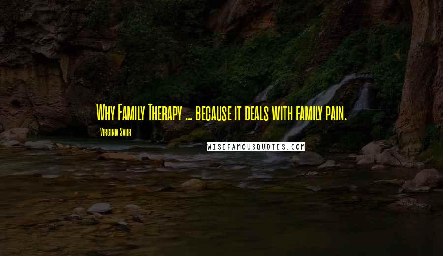 Virginia Satir Quotes: Why Family Therapy ... because it deals with family pain.