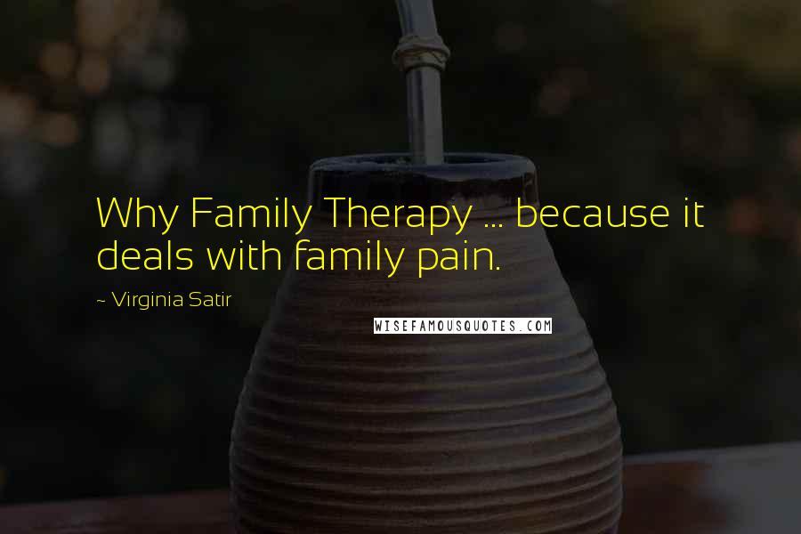 Virginia Satir Quotes: Why Family Therapy ... because it deals with family pain.