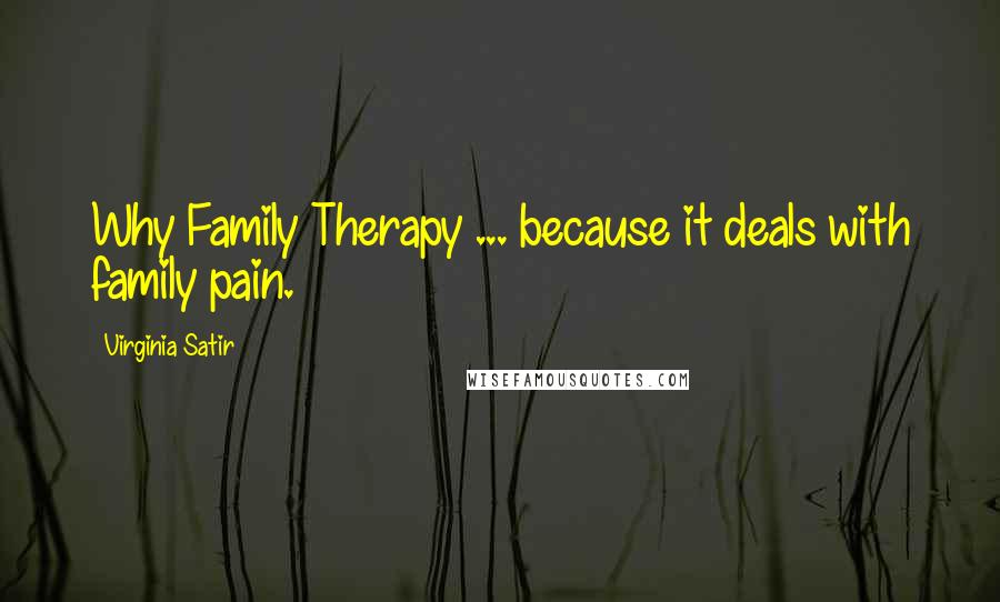 Virginia Satir Quotes: Why Family Therapy ... because it deals with family pain.