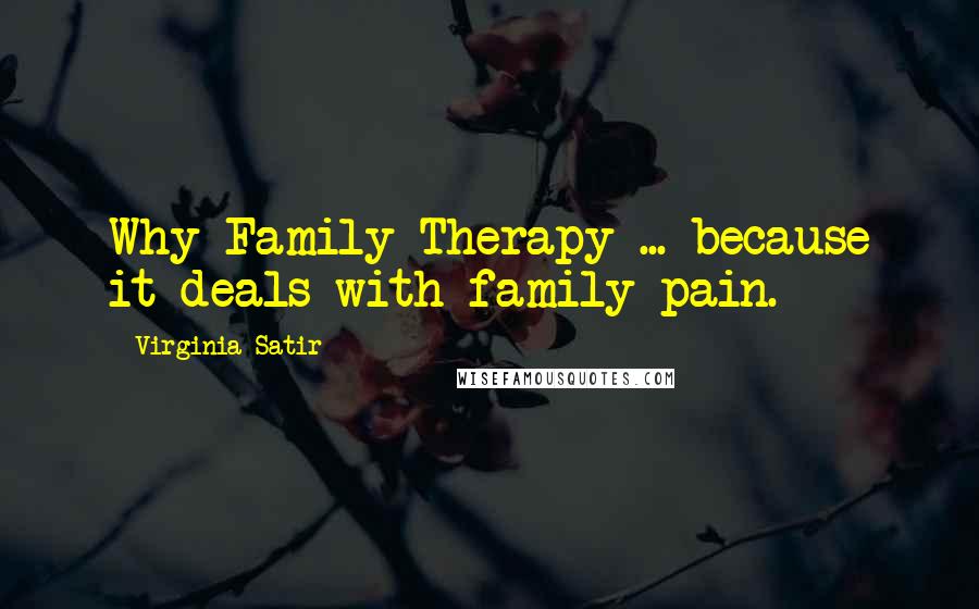 Virginia Satir Quotes: Why Family Therapy ... because it deals with family pain.