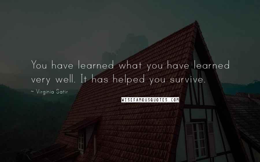 Virginia Satir Quotes: You have learned what you have learned very well. It has helped you survive.