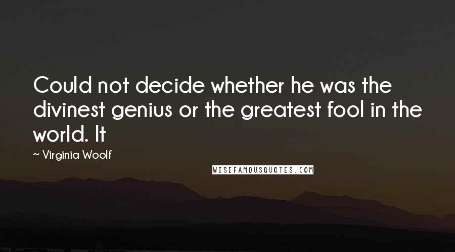 Virginia Woolf Quotes: Could not decide whether he was the divinest genius or the greatest fool in the world. It