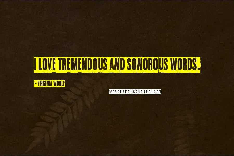 Virginia Woolf Quotes: I love tremendous and sonorous words.