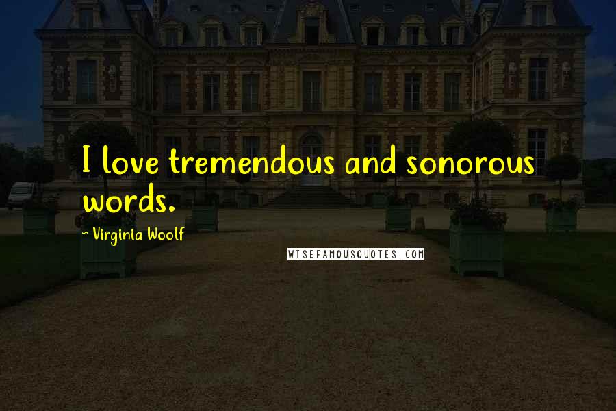 Virginia Woolf Quotes: I love tremendous and sonorous words.