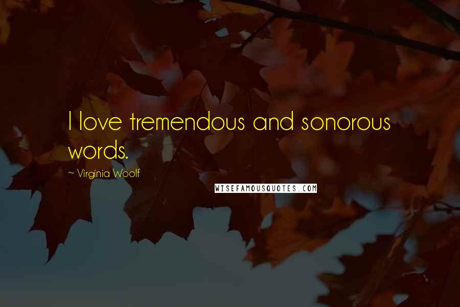 Virginia Woolf Quotes: I love tremendous and sonorous words.