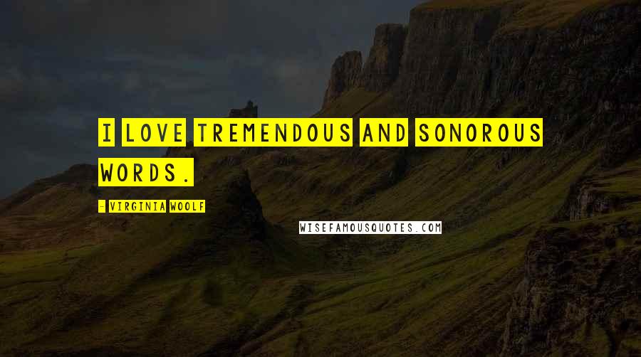 Virginia Woolf Quotes: I love tremendous and sonorous words.