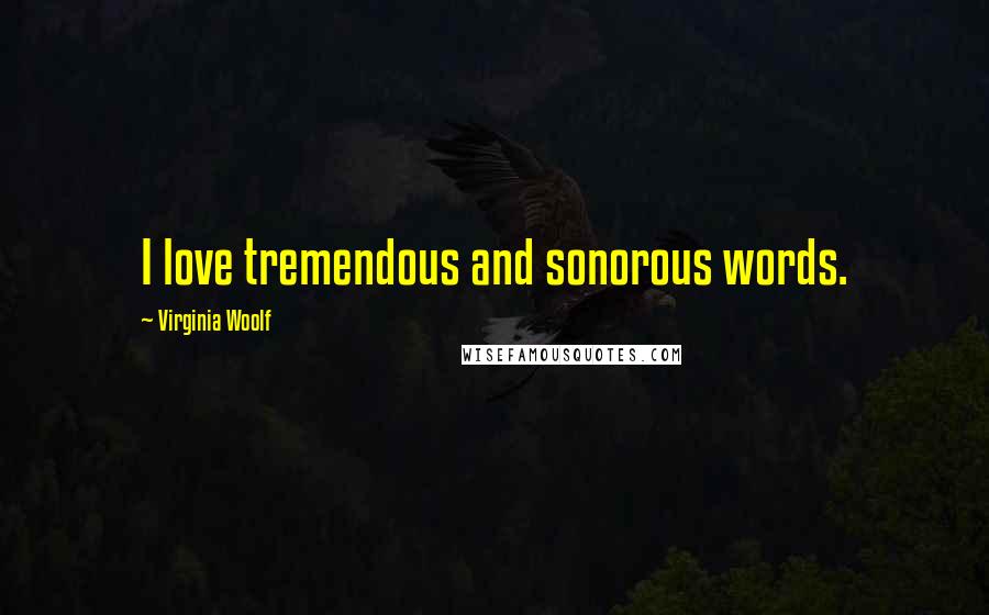 Virginia Woolf Quotes: I love tremendous and sonorous words.