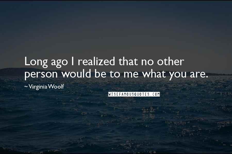 Virginia Woolf Quotes: Long ago I realized that no other person would be to me what you are.