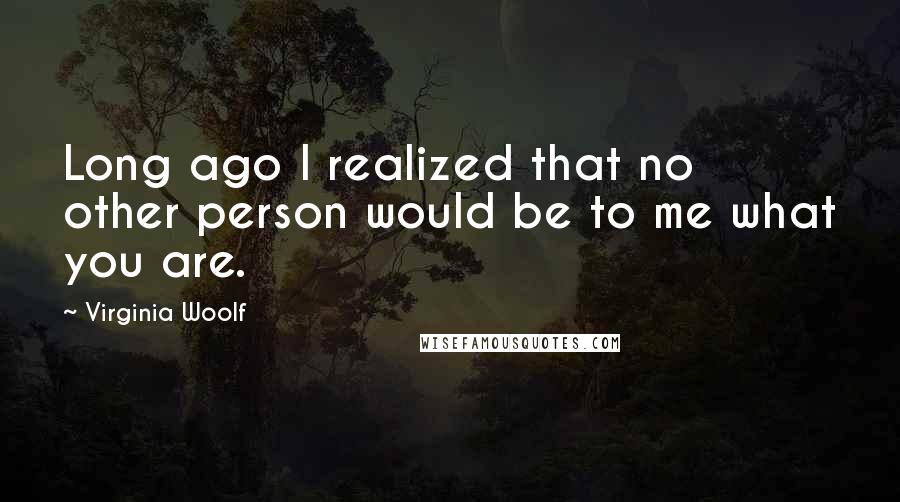 Virginia Woolf Quotes: Long ago I realized that no other person would be to me what you are.