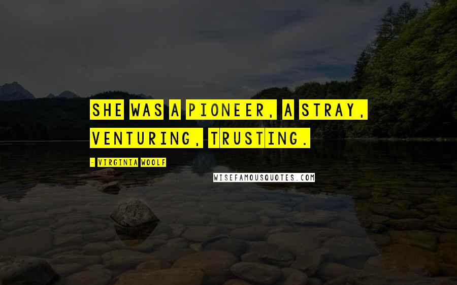 Virginia Woolf Quotes: she was a pioneer, a stray, venturing, trusting.