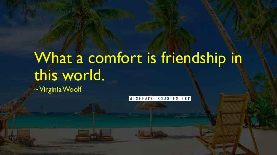 Virginia Woolf Quotes: What a comfort is friendship in this world.