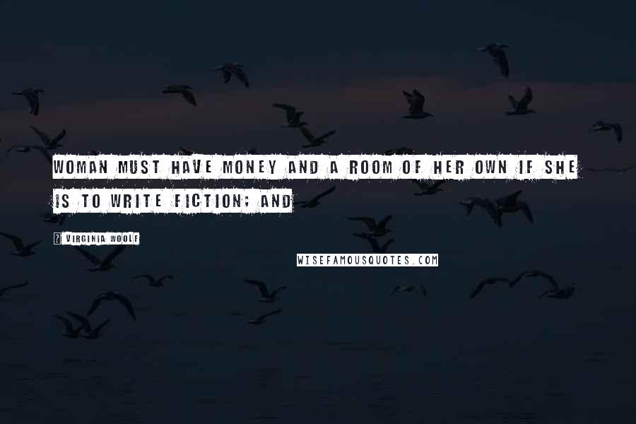Virginia Woolf Quotes: woman must have money and a room of her own if she is to write fiction; and