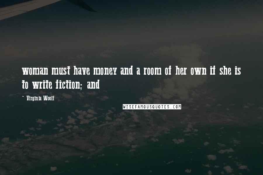 Virginia Woolf Quotes: woman must have money and a room of her own if she is to write fiction; and