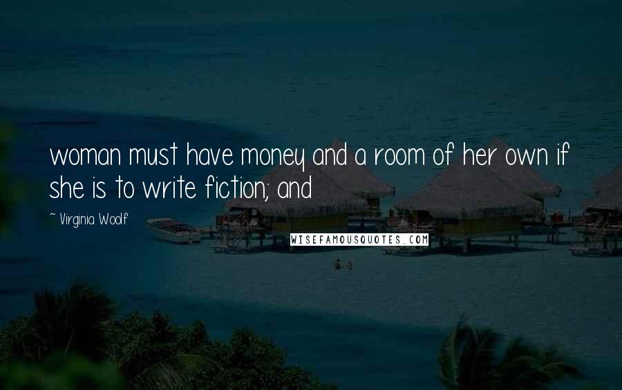 Virginia Woolf Quotes: woman must have money and a room of her own if she is to write fiction; and