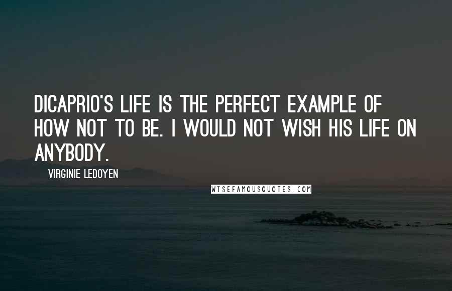 Virginie LeDoyen Quotes: DiCaprio's life is the perfect example of how not to be. I would not wish his life on anybody.