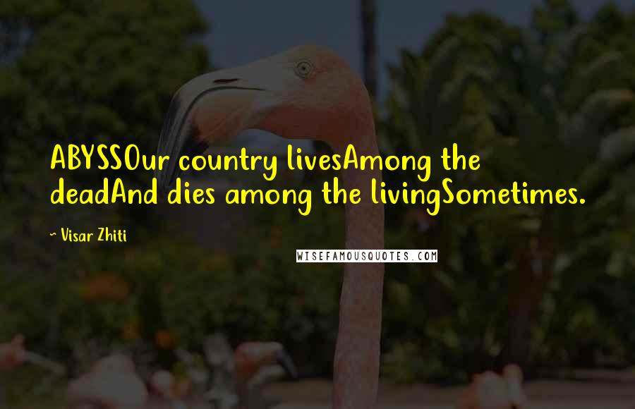 Visar Zhiti Quotes: ABYSSOur country livesAmong the deadAnd dies among the livingSometimes.