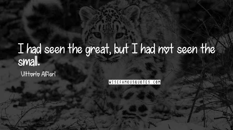 Vittorio Alfieri Quotes: I had seen the great, but I had not seen the small.