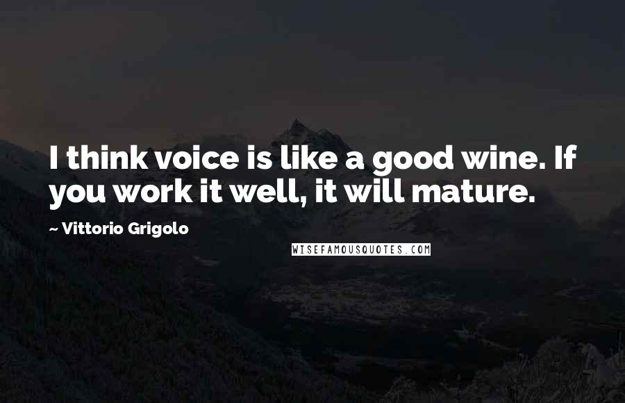 Vittorio Grigolo Quotes: I think voice is like a good wine. If you work it well, it will mature.