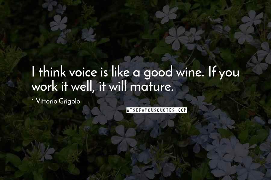 Vittorio Grigolo Quotes: I think voice is like a good wine. If you work it well, it will mature.