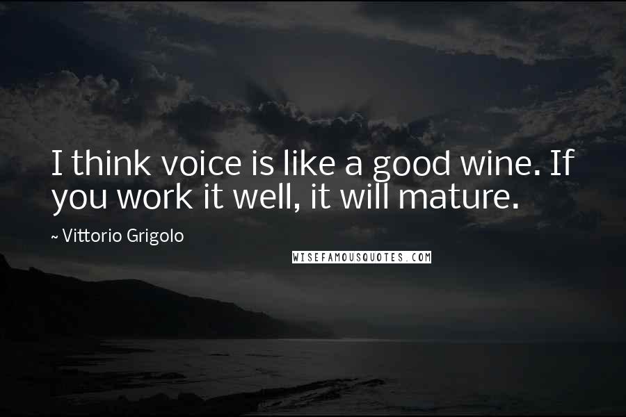 Vittorio Grigolo Quotes: I think voice is like a good wine. If you work it well, it will mature.